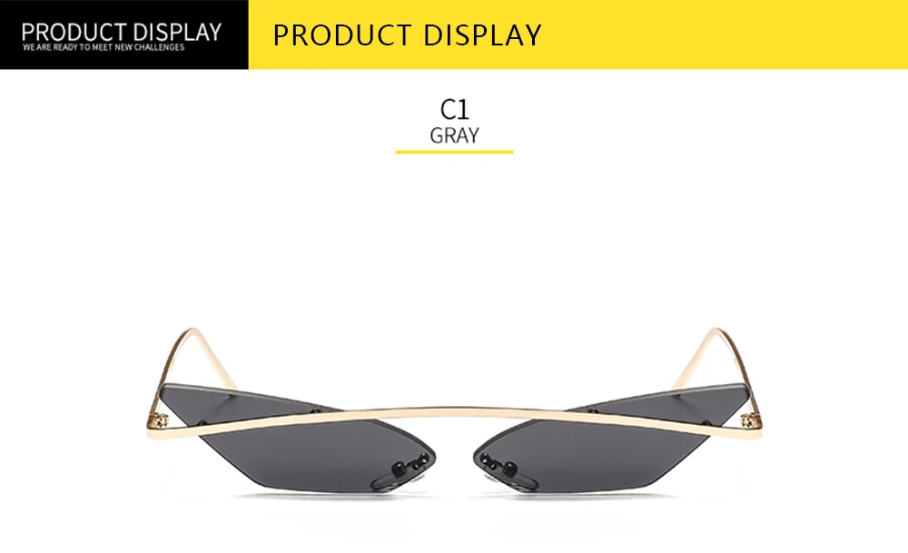 Vintage Cat Eye Sunglasses Unisex Multicolor Frameless Eyewear_voghion.com