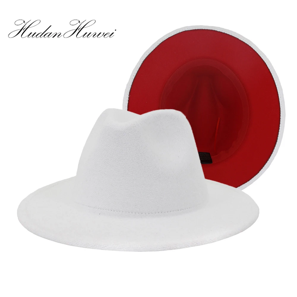 2020 New HighQuality White Hat Patchwork Inner Red Cowboy Woolen Felt