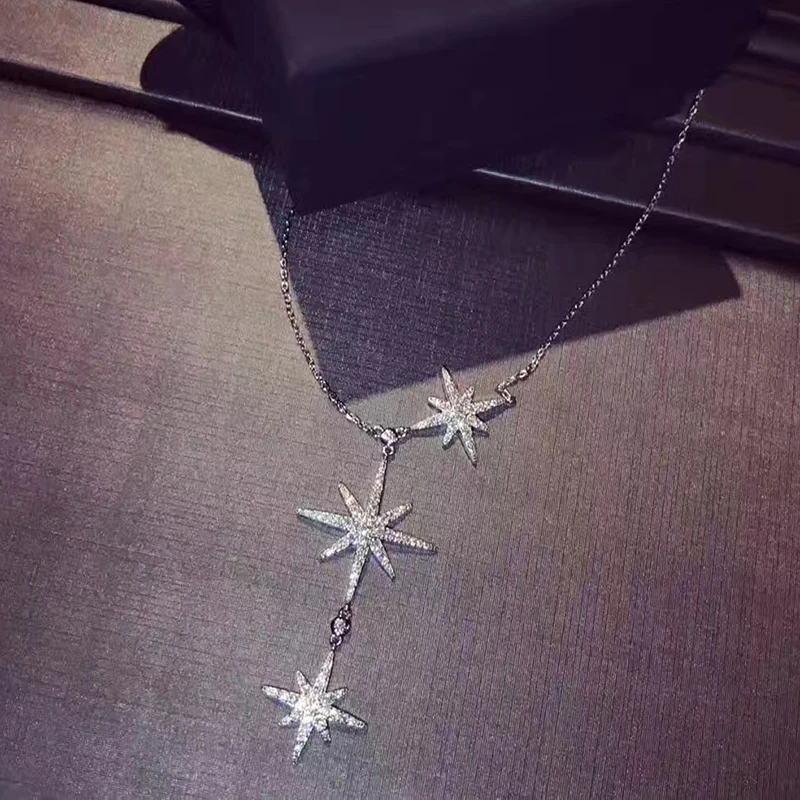 

Hot Sailor Moon Pure 925 Sterling Silver Jewelry For Women Drop Star Pendant More Star Pendant Fashion Party Necklace Jewelry