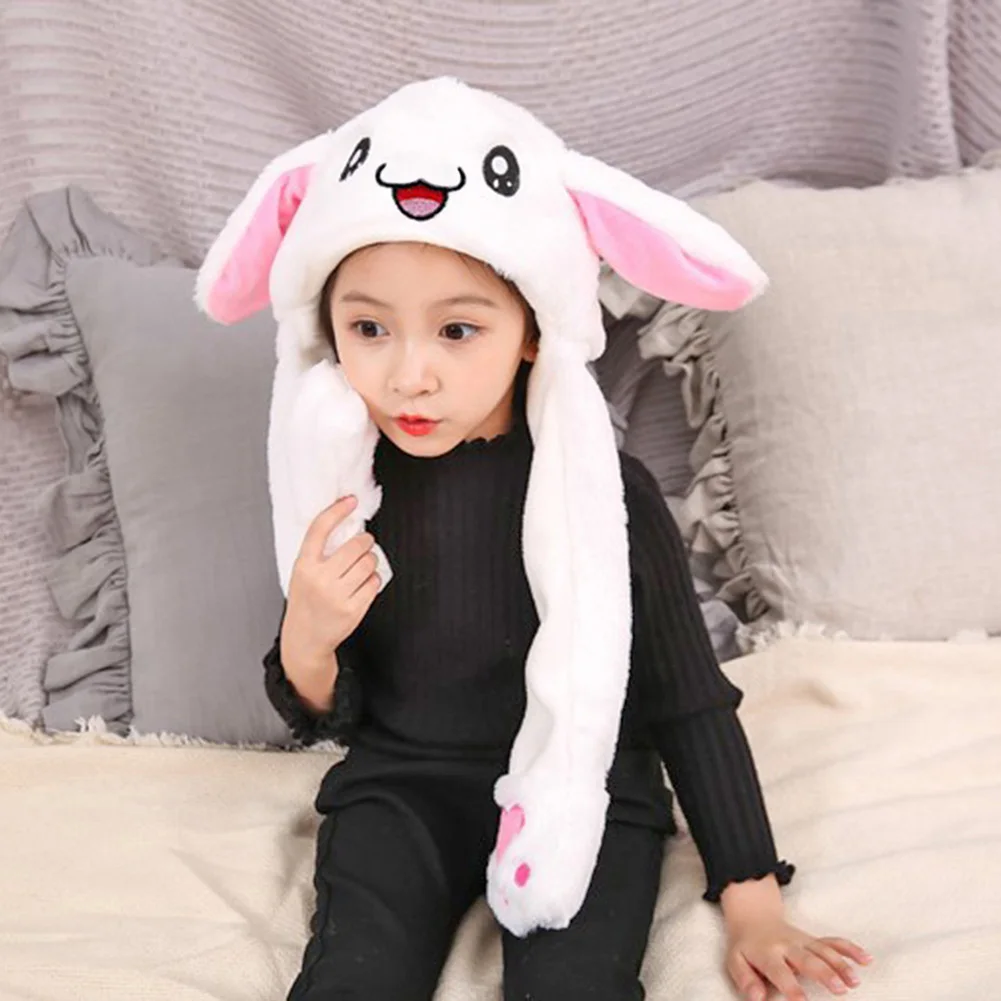 Cute Bunny Ears Hat Moving Rabbit Soft Jumping Up Cap Plush Rabbit Hat