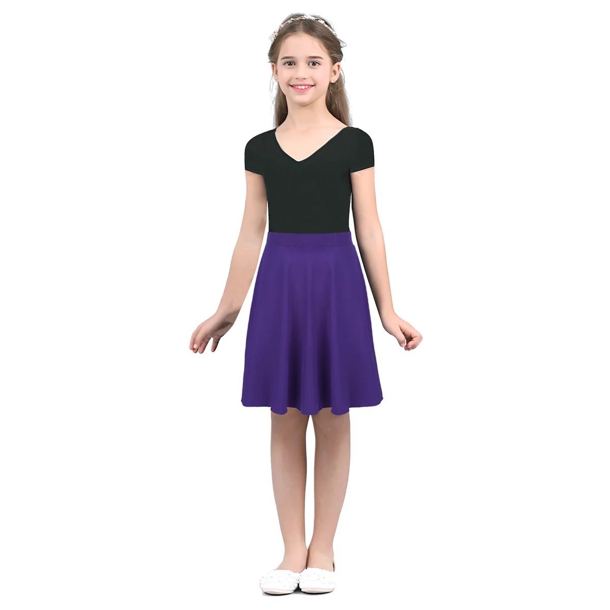 Dance Skirt Elegant Ballroom Dance Latin Flamenco Dance Skirt For Kids Girls Ballet Skirt For Gymnastics Workout Practice Leotard dance dress