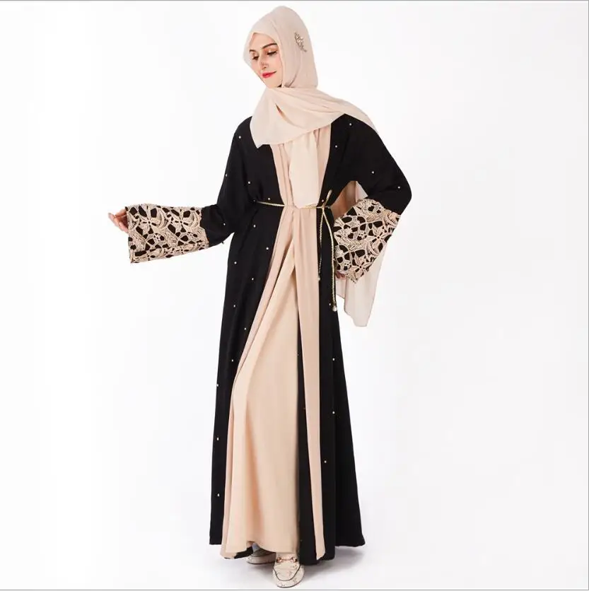 

New Abaya Dubai 2019 Muslim Dresses Robe Islam Turkish Hijab Clothing Thobes Women Saudi Arabia Kaftan Black Robes Musulman KJ