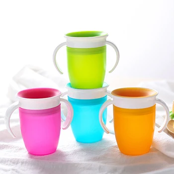 

240ml Baby Learning Drinking Cup 360 Degree Trainer Cup No-Spill Trainer Cup Two Handles For Infant Baby Miracle Trainer Cup