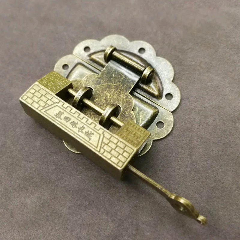 

10sets Chinese Old Box Latch Hasp Buckle Clasp and Antique Bronze Lock/Padlock for Cabinet Jewelry Wooden Box Hardware