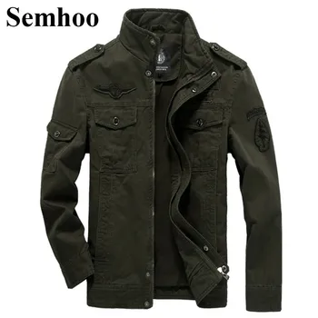

2019 Autumn Air Force Men's Jacket Solid Color Stand Collar without Cap Military Wear Loose Casual Jacket M---6XL