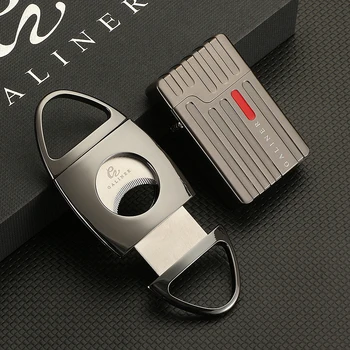 

GALINER Outdoor Cigar Accessories Set Metal Butane Gas Lighter For Cohiba Cigar Cutter Sharp Blade Scissors Cigar Lighter