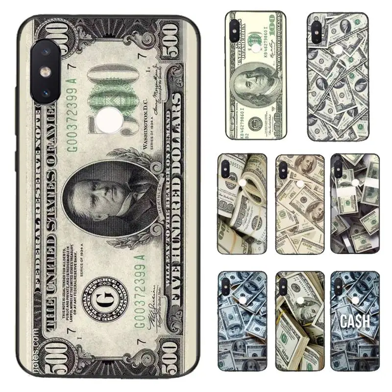 FHNBLJ money Dollar bills cash Silicone Black Phone Case for Xiaomi Redmi 5 5Plus 6 6A 4X 7 7A 8 8A 9 Note 5 5A 6 7 8 8Pro 8T 9 phone cases for xiaomi Cases For Xiaomi
