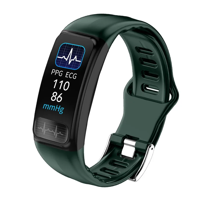 P12 ECG PPG Smart Bracelet Blood Pressure Heart Rate Monitor Smartband Sports IP67 Waterproof Fitness Tracker Wristband 
