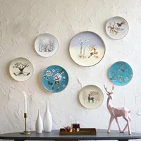 Lucky elk ceramic hanging plate, creative wall decoration, three-dimensional pendant, creative living room decoration 1