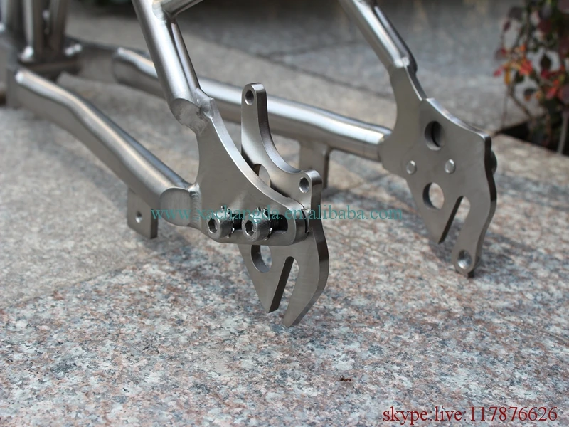 Excellent titanium full suspension bicycle frame with taper head tube special dropouts CNC plate rear rack 1 Excellent titanium full suspension bicycle frame with taper head tube special dropouts CNC plate rear rack 1