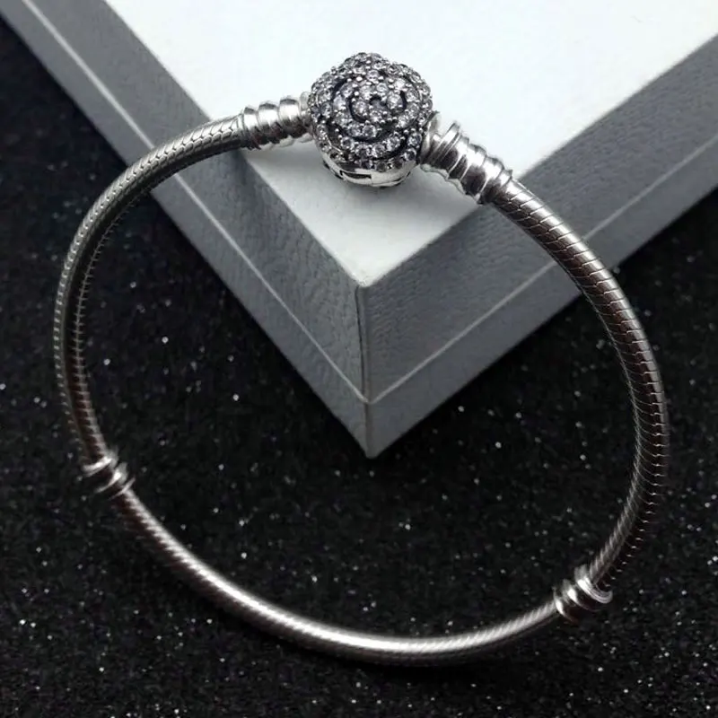 

925 Sterling Silver Bracelet Limited Edition Beauty Belle's Enchanted Rose Clasp Bracelet Fit Bead Charm Diy Fine Jewelery
