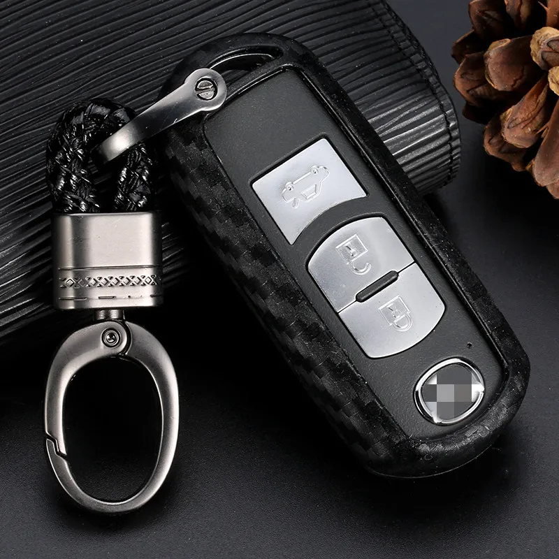 

For Mazda 6 Axela CX-3 CX-5 CX5 CX-7 CX7 CX-9 RX8 1pcs Auto Carbon Fiber Car Styling Smart 2 3 Key Fob Protection Covers Cases