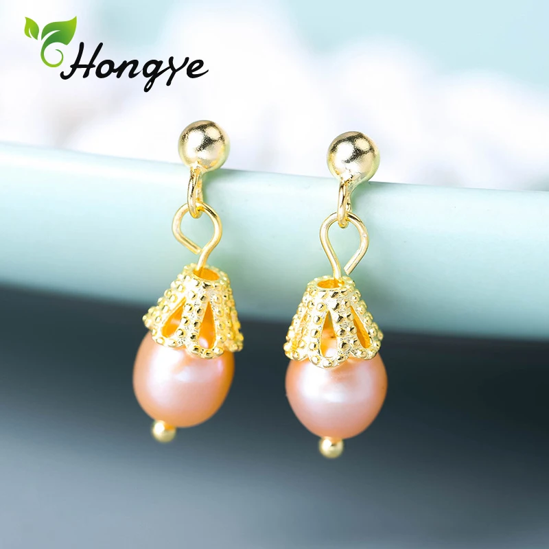 

2019 New Trendy Pink Pearl Drop Earrings for Women Korean Design Silver 925 Ear Jewelry Waterdrop Elegant Hanging Brinco Bijoux