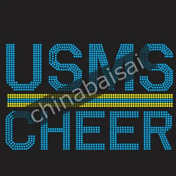 

The letters "USMS CHEER" Rhinestone Transfer Motif Designs
