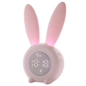 

Temperature Display Alarm Clock Touch Control Multifunctional Gifts Rechargeable Kids Rabbit Shaped Night Light Children Digital
