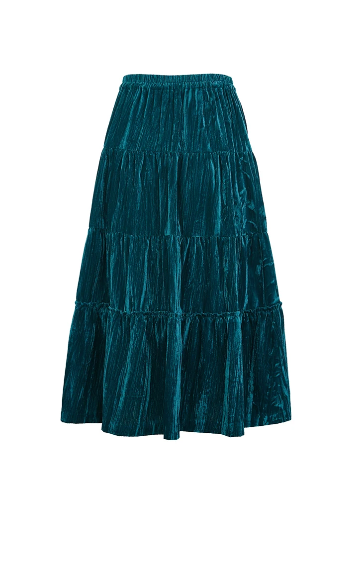 Vero Moda Женская бархатная сборная юбка с подкладом средней длины | 31931J505