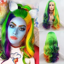 Sylvia красочные свободные части парики синтетические кружевные передние парики длинные волосы объемные волнистые парики термостойкие косплей парики бесклеевые женские парики