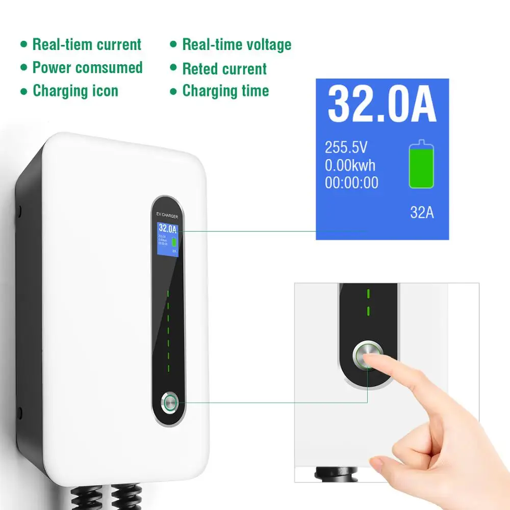 Type 1 wallbox 7kw sae j1772 EV Car Charger Electric Vehicle Charging Station 32A 1 Phase EVSE Level 2 20 feet for Tesla EV Cars