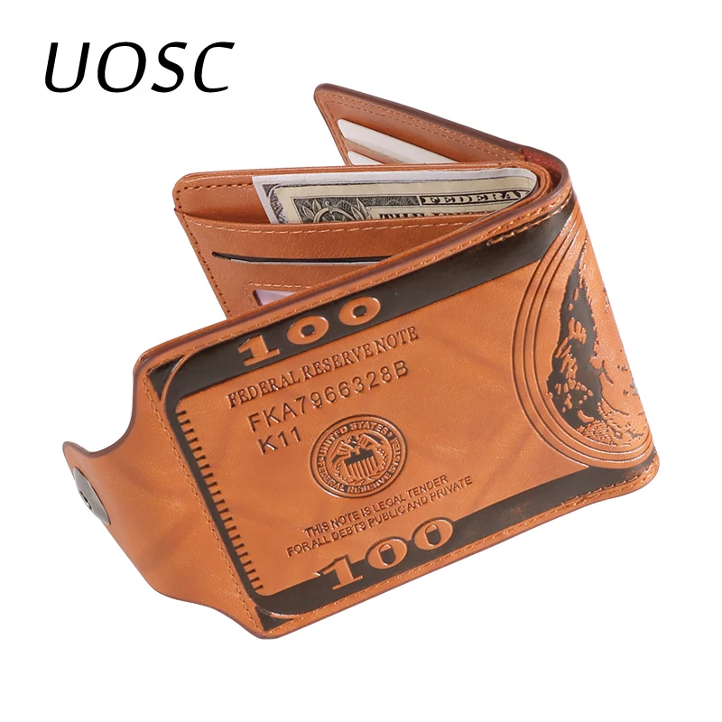 Роскошный кошелек UOSC из 100% натуральной кожи для мужчин модный короткий двойной