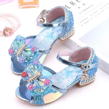 

Summer Girls High Heel Princess Sandals Children Shoes Glitter Leather Butterfly Girls Kids Shoes For Party Dress Weddin Party