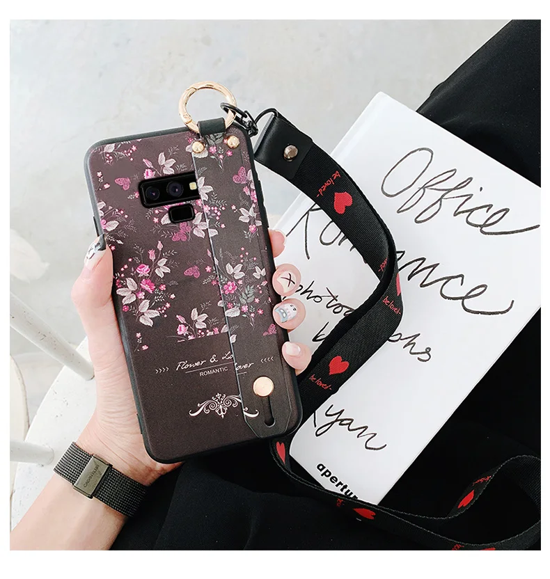 As shown in SAM S10 милый Doraemon ремешок чехол для телефона для samsung S10 plus/S9/S8 plus/Note 10 pro 8 9 мультяшная Маргаритка задняя крышка+ ремешок - Цвет: As shown in