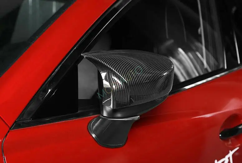 Подходит для- Mazda 3 Axela углеродное волокно Боковая дверь Зеркала заднего вида крышка планки 2 шт