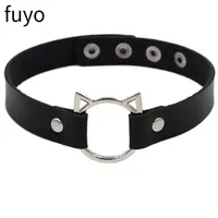 Croix noire gothique Punk Pu cuir colliers ras du cou collier Rock bijoux pour femmes homme 6