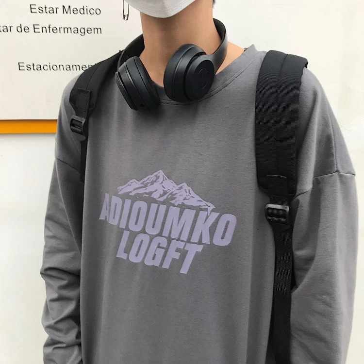 Ulzzang женский хип-хоп SuFeng Рендер без подкладки верхняя одежда с принтом пара bf свободная футболка с длинными рукавами пальто