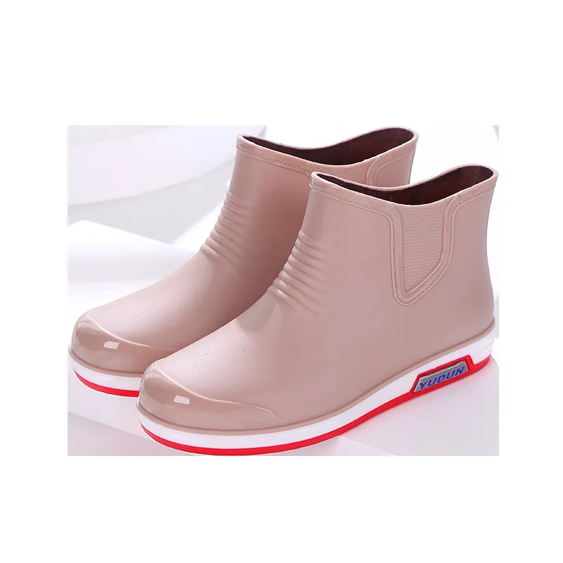 Women Outdoor Fashion Ankle Rain Boots Non-slip Waterproof PVC Shoes Female Platform Water Boots Slip-on Rainboots