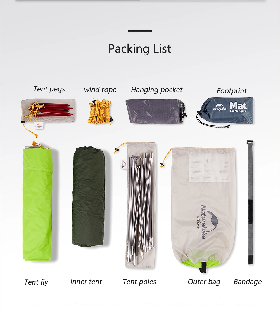 Barraca de Acampamento ao ar Acampamento com Vestíbulo Naturehike Mongar Tenda Pessoa Livre Ultraleve Homem Tendas 2 19 homem tendas acampamento com vestíbulo