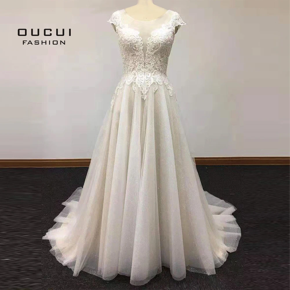 White Длинное свадебное платье без рукавов с открытой спиной Плюс Размер Vestido De Noiva ТРАПЕЦИЕВИДНОЕ кружевное на заказ свадебное платье es OL103597 - Цвет: White