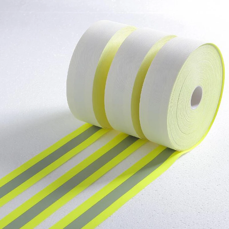 Fluorescent Yellow Flame Fire Retardant Reflective Fabric Warning Tape Sew On Clothes luminous tape luminous sticker tape