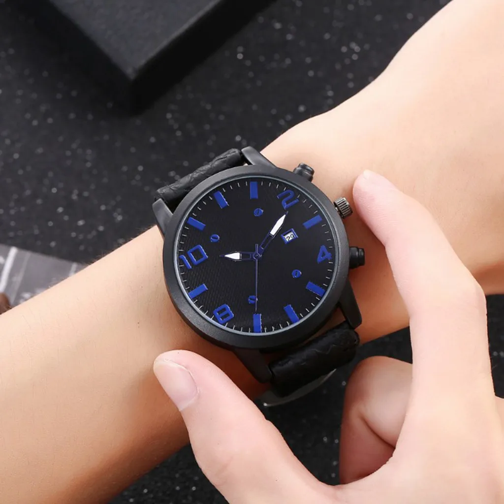 Мужские часы с одним календарем заклепками деловые мужские кварцевые роскошные