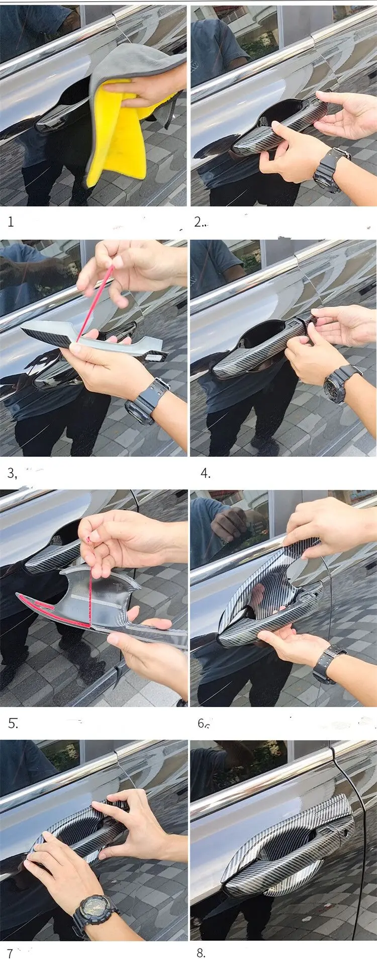 Carbon Fiber Chrome Auto Türgriff Schüssel Abdeckung Trim Aufkleber Für Kia K3/Kia Cerato 2012-2017 Styling zubehör – Detail 13