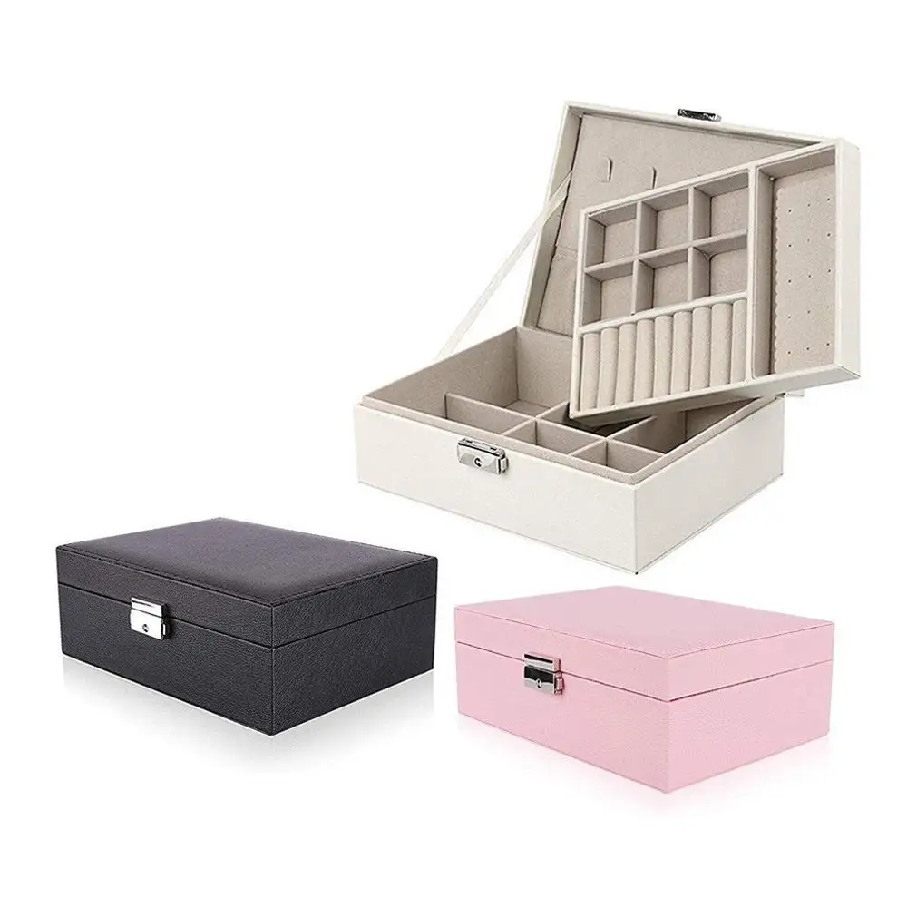 

Exquisite Jewelry Box Women Leather Packaging Necklace Rings Earrings Bracelet Storage Organizer Display Gift Boxes Case