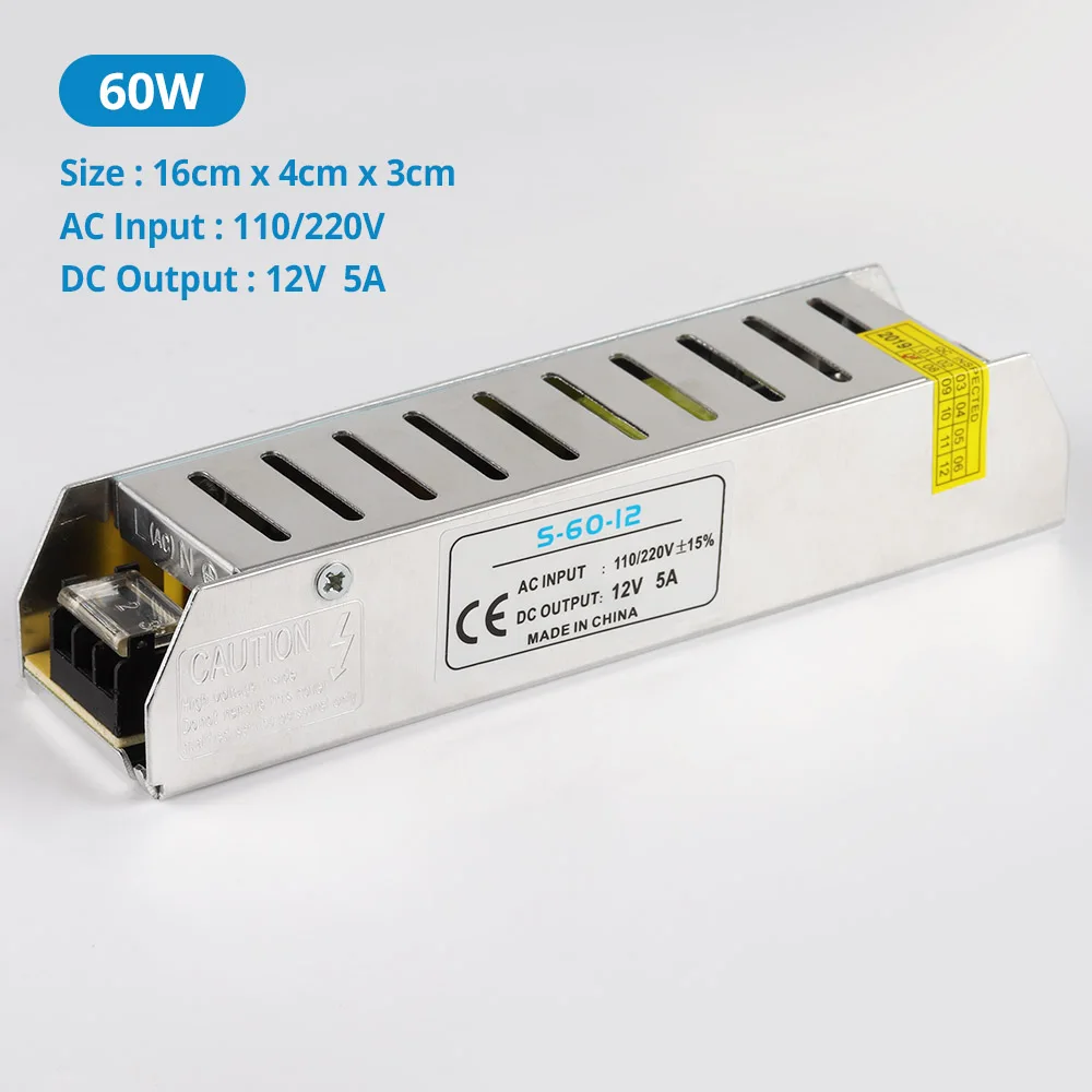12V светильник ing трансформатор 5A 8.5A 12.5A 16.5A импульсный источник питания 60 Вт 100 Вт 150 Вт 200 Вт светодиодный адаптер для светодиодных лент светильник