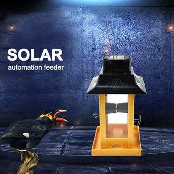 

Parrot Crow Feeder Yard Decor Parrot Feeder Solar LED Light Hanging Bird Feeder Outdoor Balcony Bird Feeding Station
