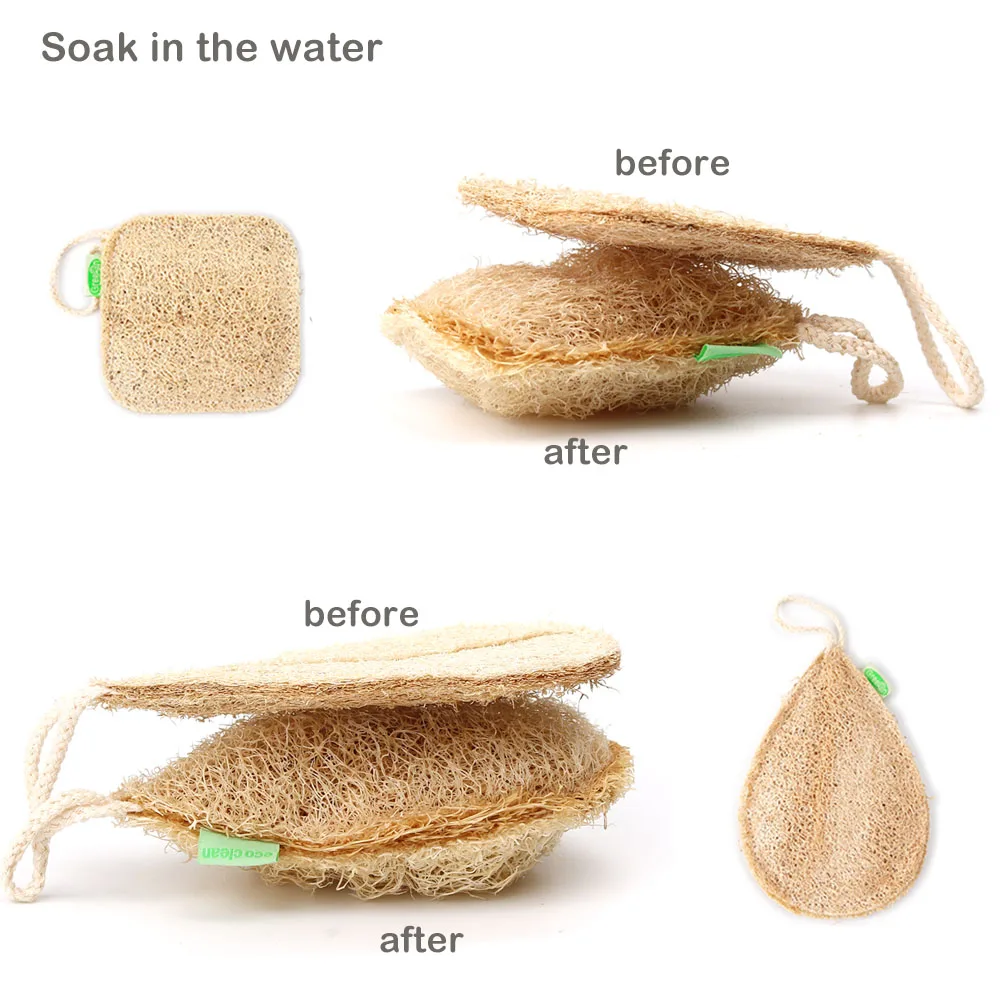 3Pcs/Set Ecological Reusable Kitchen Sponge New Pure Handmade Multilayer Natural Loofah Scrubber Anti-oil Dish Cleaning Brush
