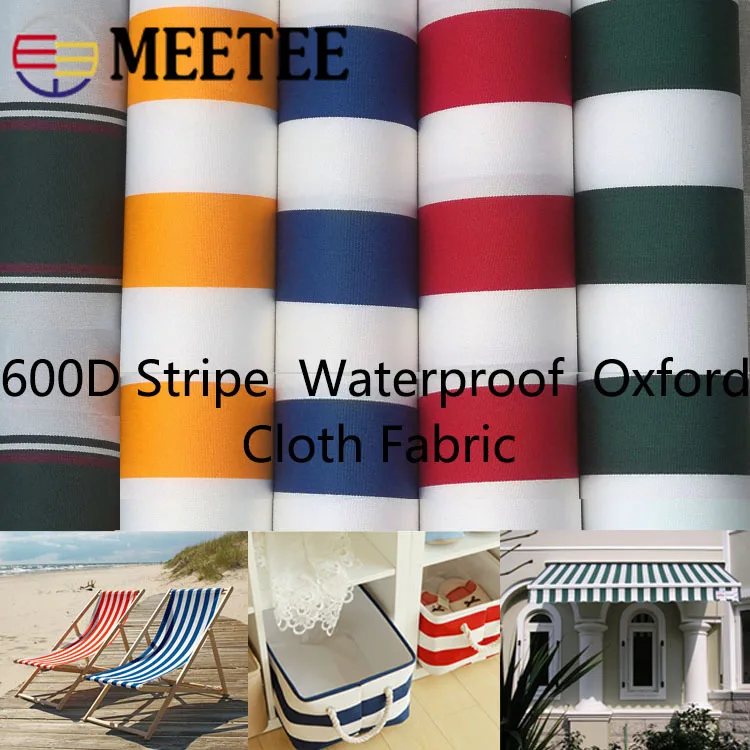 

100*150cm Meetee Polyester Stripe Waterproof Oxford Cloth Fabric for Rainproof Poncho Parasol Beach Chair Outdoor Tent Materials