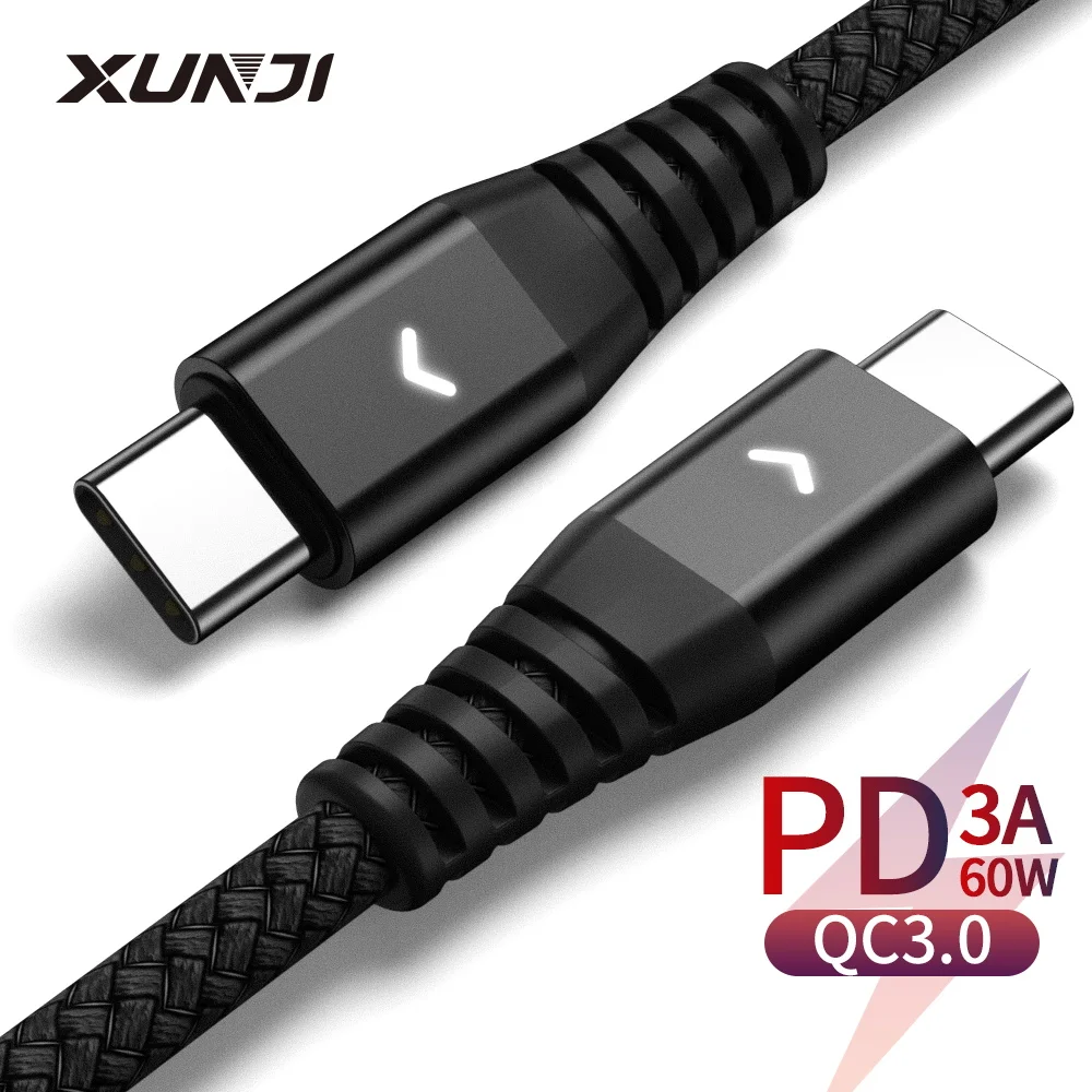 Кабель XUNJI с USB C на Тип PD 60 Вт для XiaoMi 10 RedMi Note 8 Быстрая зарядка 4 0 Macbook iPad Samsung |