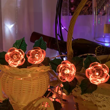 

Light-String Decoration Rose Flower Light String LED Night Light Party Festival Wedding Room Romantic Layout Decoration Decor