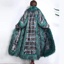 Aliexpress - Winter 2021 Korean Luxury Runway Faux Fur Coat Womens Color Block Fluffy Furry Warm Thicken Fake Mink Overcoat Plus Size 5xl