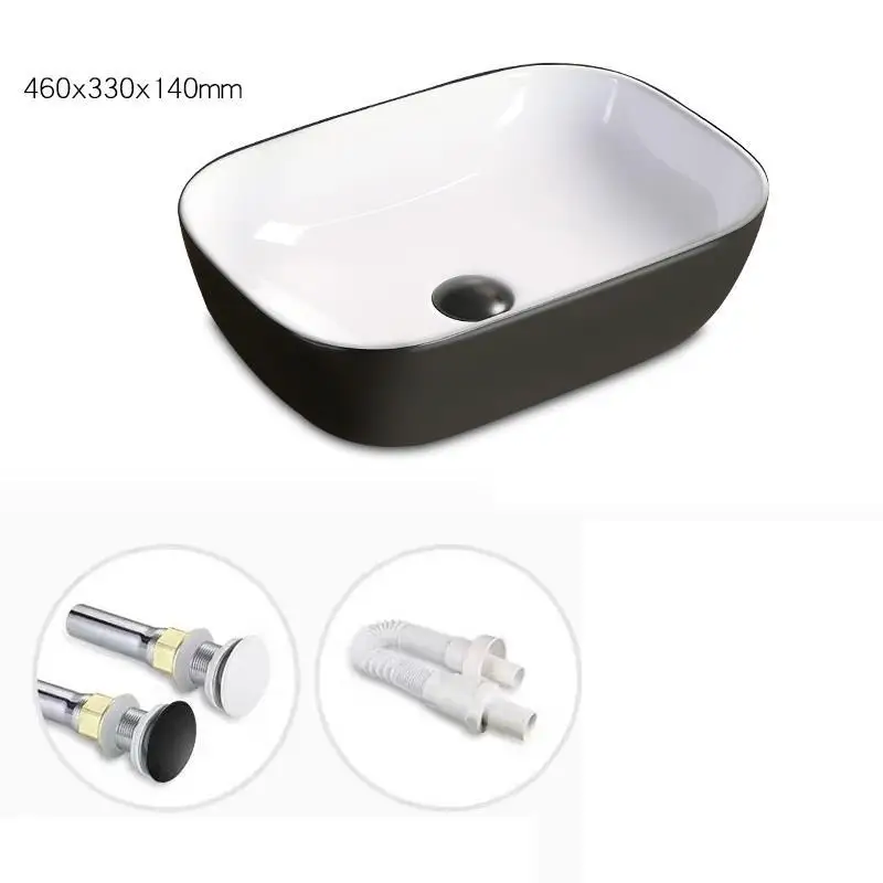 Version I Banyo Da Appoggio Bassin Black De Waschbecken Wasbak Sobre Encimera Cuba Para Pia Banheiro ванная раковина Lavabo умывальник - Цвет: Version I