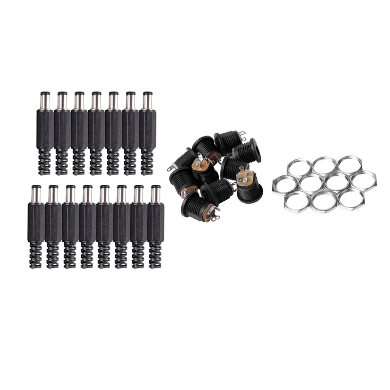 25Pcs DC Power Jack: 15 Pcs 5.5Mmx2.1Mmx9Mm Male Solder Jack for Laptop Adapter &amp 10 Panel Mount 2.1X5.5Mm Ja | Электроника