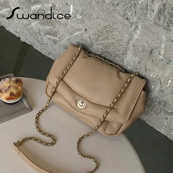 

2020 High Quality Soft Cloud Feeling Simple Vintage Chain Flap Messenger Crossbody Shoulder Bags Women Female Handbags Purses