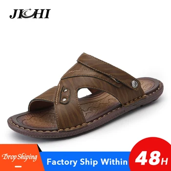 

New Summer Sandals Men Leather Shoes Men Sandals High Quality Beach Shoes Big Size 2019 Fashion