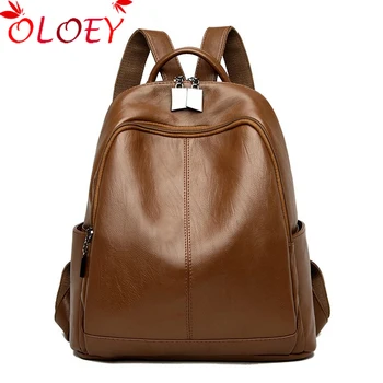 

2020 Ladies Soft PU Leather Backpacks High Quality New Bagpack Mochila School Bags For Teenage Girls Travel Back pack Sac A Dos