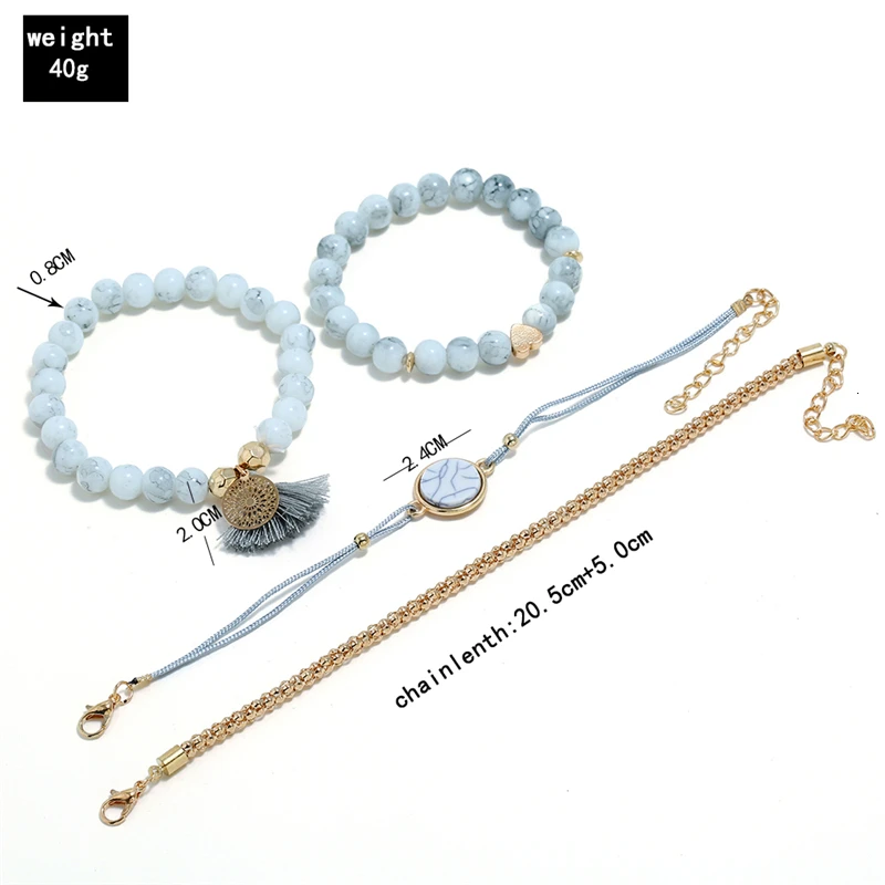 Трендовые браслеты и браслеты для женщин, Украшенные бусинами и кисточками, с каменным плетением, модные золотые браслеты на цепочке, Boho Bijoux