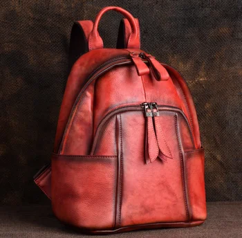 

retro Genuine Leather Backpack Mens Fashion College Bag Unisex Outgoing Casual Cowhide Bags Christmas Gift Mochila DF131