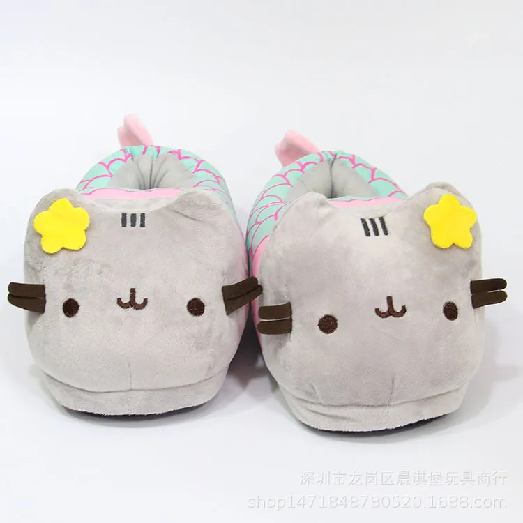 

Cartoon Mermaid quan bao gen Gray gato negro xie Fish Tail Followed by Home Slippers Warm Cotton-padded Shoes
